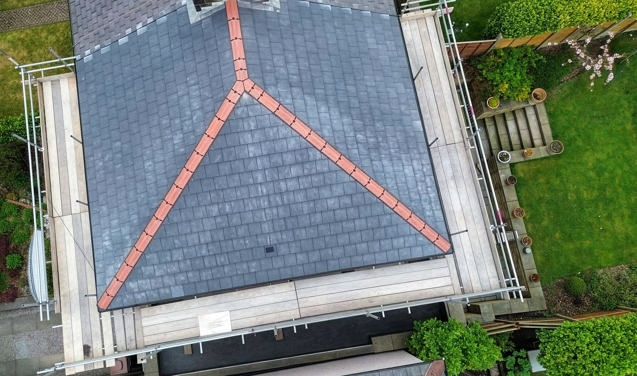 Completed tiled roof